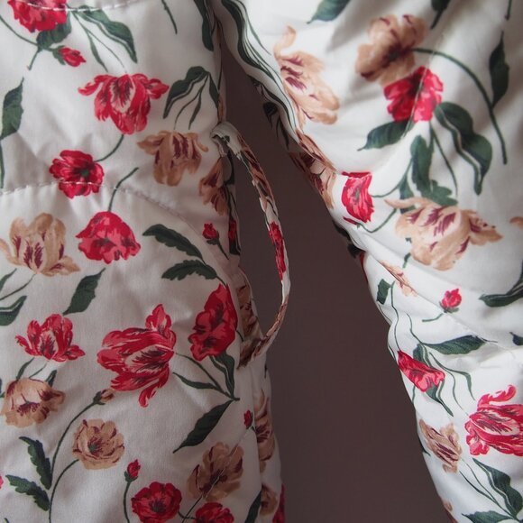 Draper James Floral Quilted Puffer Un-Belted Full Zip Coat Size S -project as is - Picture 13 of 16